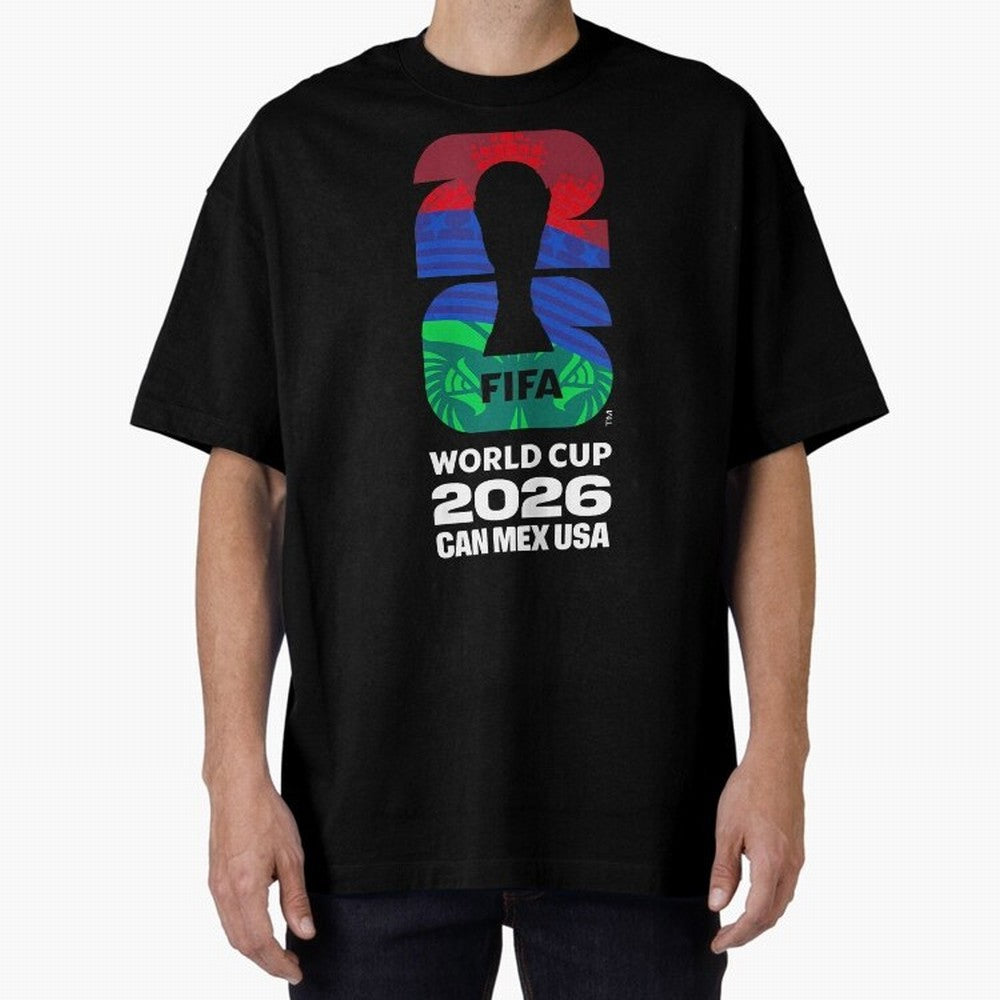 World Cup26 Host Country Logo Flags Oversized T-Shirt Keep the Match Day Mood of the FIFA World Cup 2026 Journey through Mbappe Highlights, England Pride, Stadium Memories, Football Loyalty, International Chants and Championship Tradition; Made for