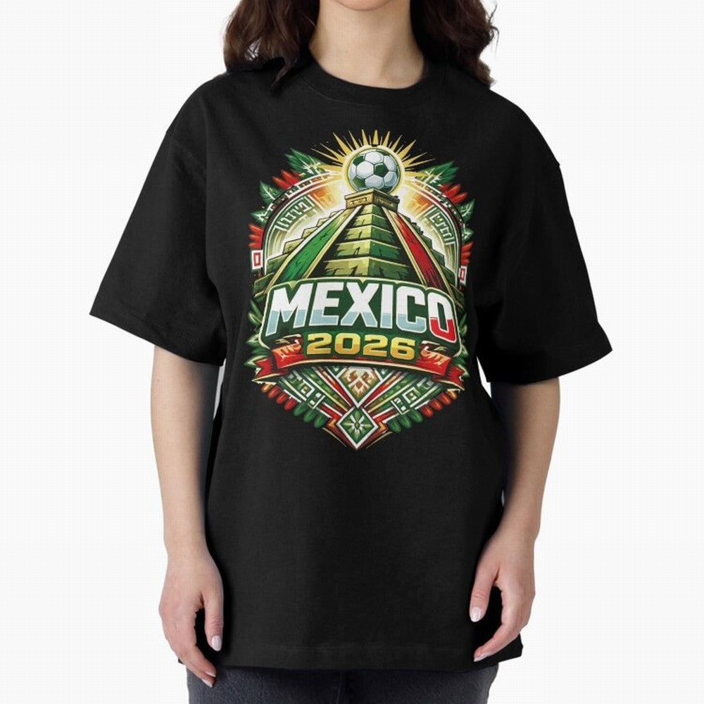 Mexico Soccer 2026 Art Oversized T-Shirt Support FIFA World Cup 2026 Spirit, with Germany, CR7, Goal Celebration Energy, Supporter Heritage, Football Icons and Worldwide Tournament Joy; Ideal for Passionate Fans Who Love Underdog Stories, Superstar