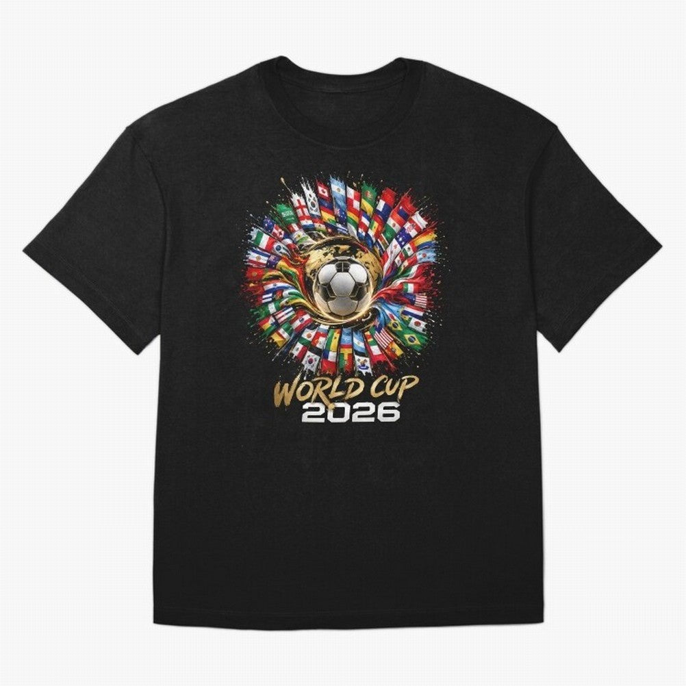 World Cup 2026 Flag Fusion Football T-Shirt Oversized T-Shirt Show Support during the FIFA World Cup 2026 USA Canada Mexico Journey through Messi Highlights, Argentina Pride, Championship Spirit, Famous Goals, Roaring Crowds and International