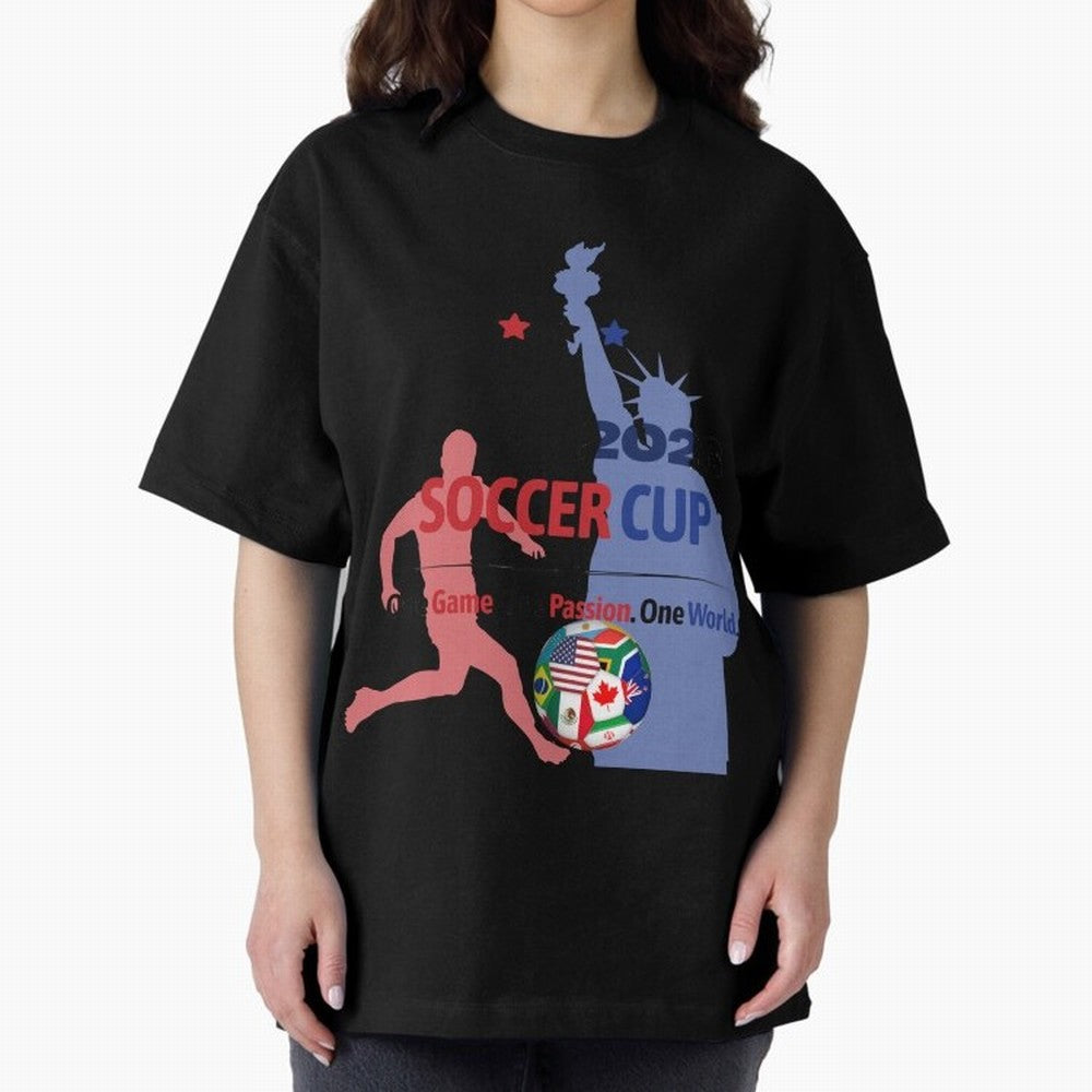 2026 Soccer Cup One Game One Passion One World Sports Fan Design Oversized T-Shirt Cheer for FIFA World Cup 2026 for Fans of Neymar and Netherlands, Bringing Football Passion, Legendary Performances, Festival Vibes and Supporter Community; Great