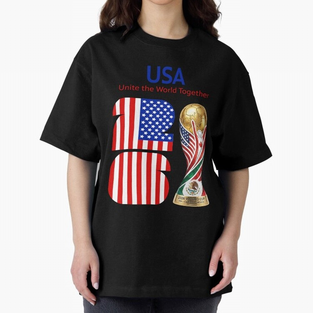 World Cup 2026, IMG 020, USA 001 Oversized T-Shirt Remember Iconic Moments from FIFA World Cup 2026 Filled with Neymar, Brazil Energy, Global Supporter Spirit, Legendary Goals, National Colors and Tournament Celebration; Built for Supporters