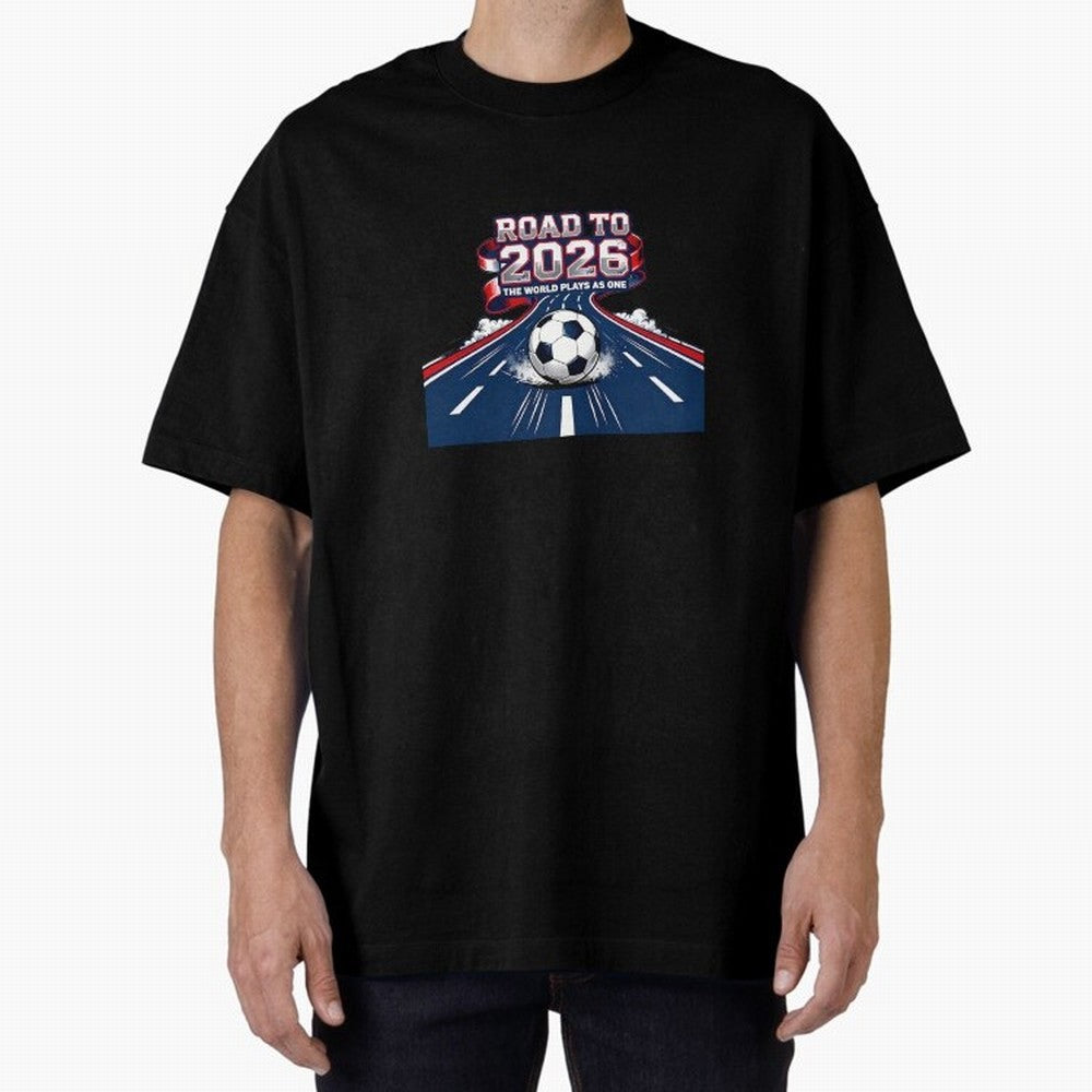 Road To 2026 The World Plays As One Oversized T-Shirt Enjoy the FIFA World Cup 2026 Group Stage Journey through Neymar, Haaland and Cristiano Ronaldo Highlights, Spain Pride, Tournament Hype, Historic Matchups, Family Viewing Parties and Global
