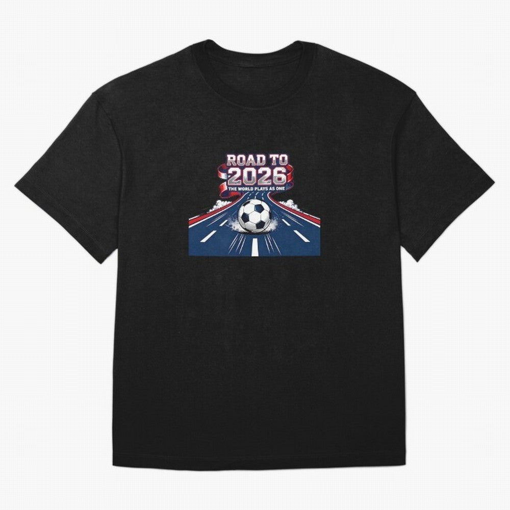 Road To 2026 The World Plays As One Oversized T-Shirt Upgrade FIFA World Cup 2026 Group Stage Spirit, Made for France, Messi, CR7 and Mbappe, Vintage Soccer Flavor, Modern Football Stars, National Flags and Final Night Emotion; Made for Die Hard