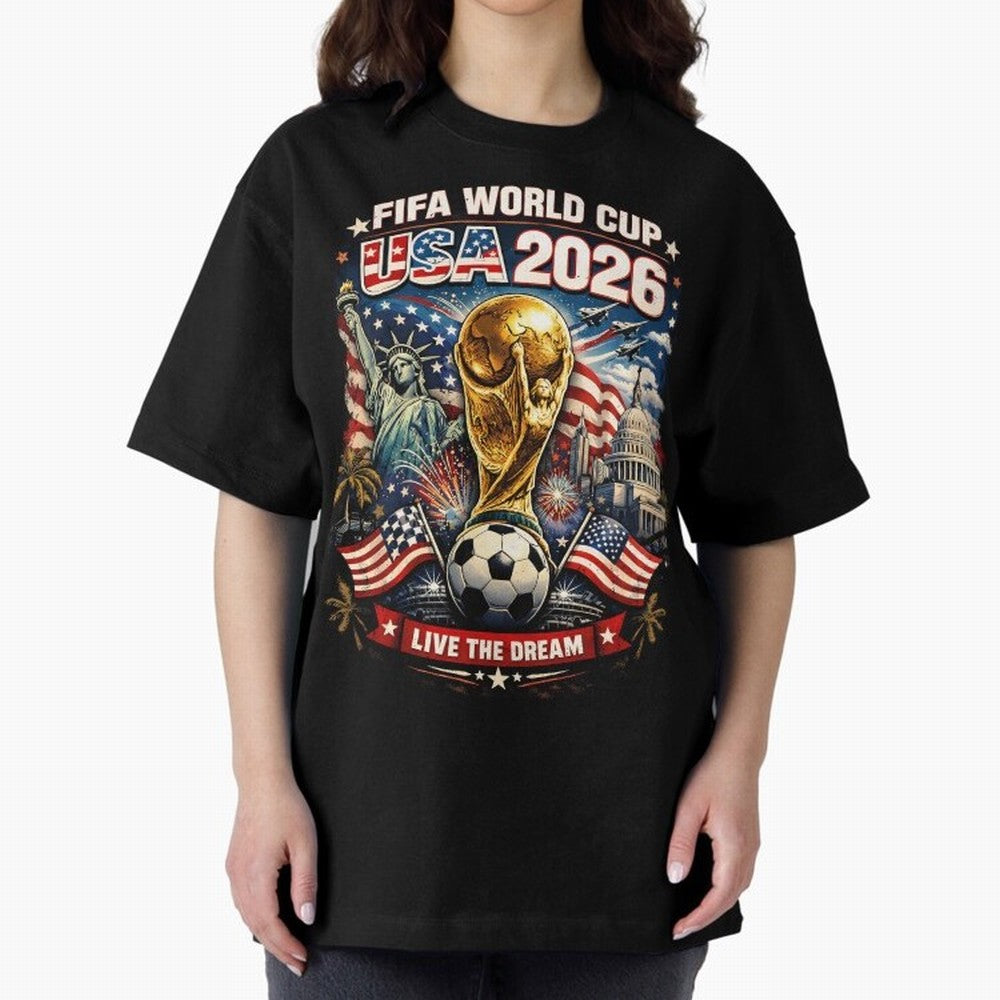Fifa World Cup USA 2026 Colour Oversized T-Shirt Celebrate Supporters United by Global Football Passion for FIFA World Cup 2026 Group Stage, Featuring Cristiano Ronaldo, Haaland and CR7, Argentina and Brazil, Champion Mindset, Group Stage Buzz,