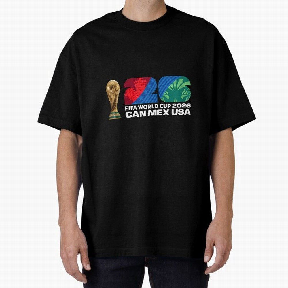 World Cup26 Host Country Trophy Oversized T-Shirt Honor Champions and Dreams in the FIFA World Cup 2026 USA Canada Mexico Journey through Messi and Cristiano Ronaldo Highlights, Spain and Netherlands Pride, Champion Mindset, Group Stage Buzz,