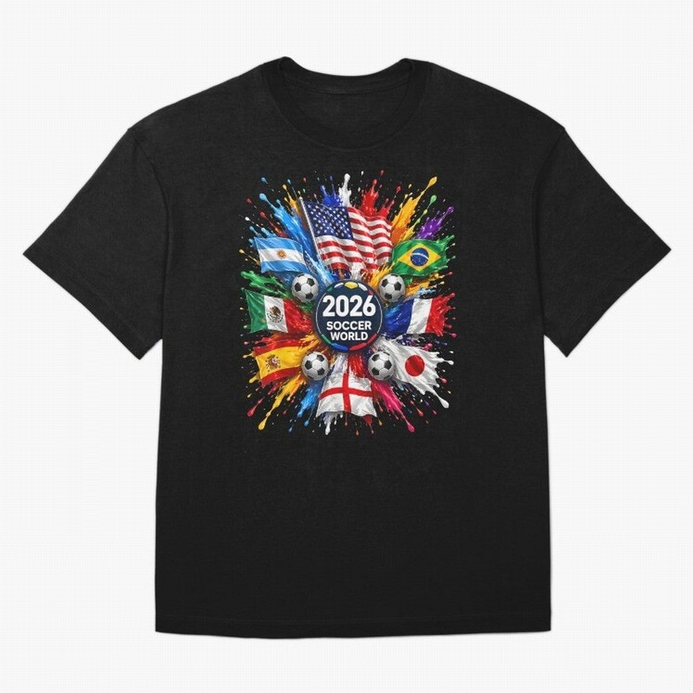 2026 Soccer World USA Flag Burst Fan Tee Oversized T-Shirt Keep the Match Day Mood of the FIFA World Cup 2026 Journey through Mbappe Highlights, England Pride, Stadium Memories, Football Loyalty, International Chants and Championship Tradition;