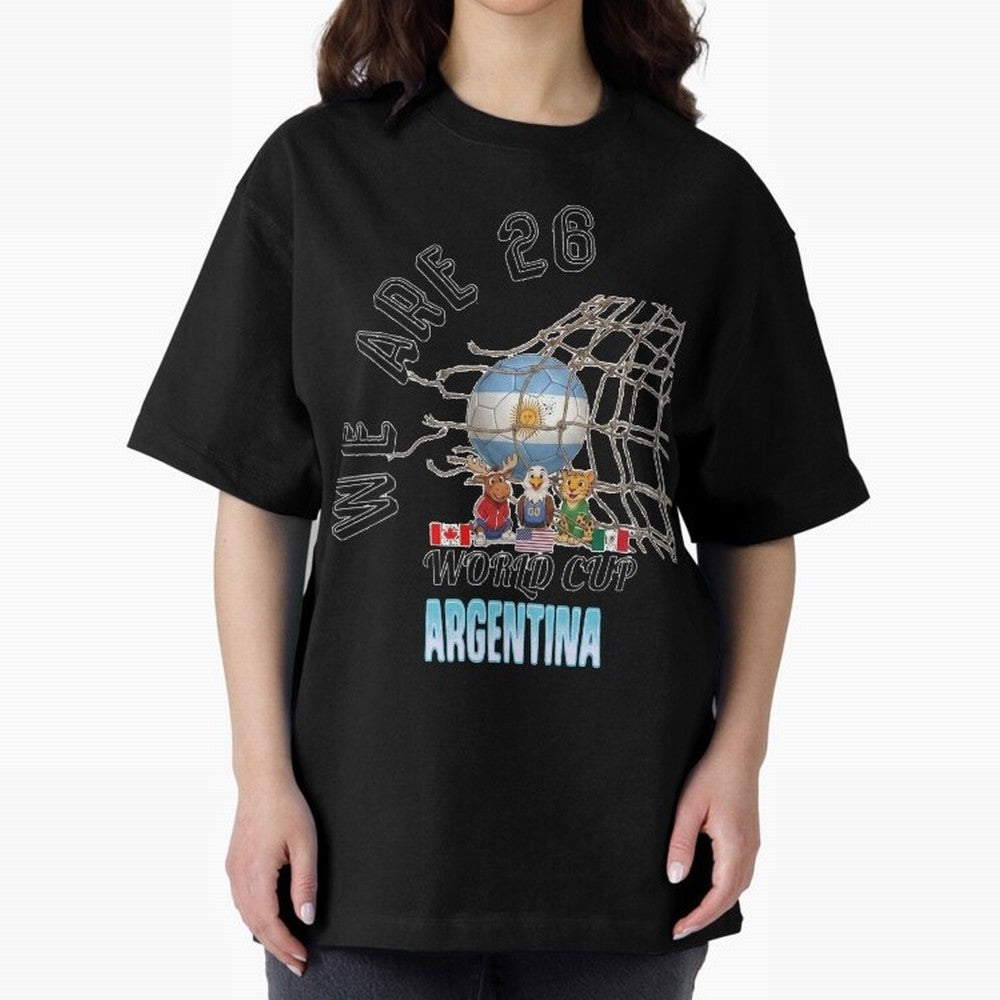World Cup 26 - Argentina Oversized T-Shirt Create FIFA World Cup 2026 USA Canada Mexico for Fans of Cristiano Ronaldo, Haaland and CR7 and Argentina, Bringing Match Day Excitement, Supporter Culture, Golden Goals and Global Football Passion;