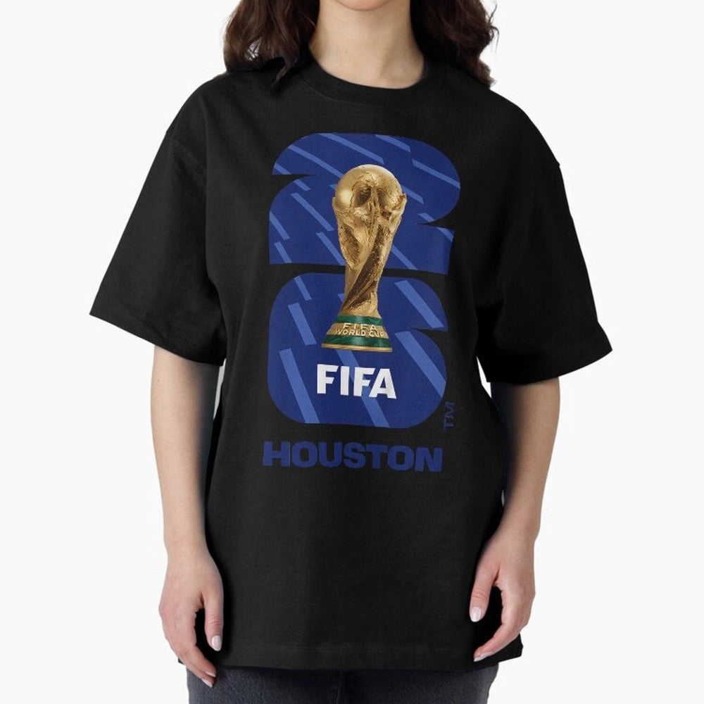 World Cup26 Houston Trophy Oversized T-Shirt Celebrate Fan Favorites in FIFA World Cup 2026 Spirit, Connected to Germany, Messi, CR7 and Mbappe, Supporter Pride, Iconic Celebrations, Legendary Names and Global Match Day Energy; Ideal for Passionate