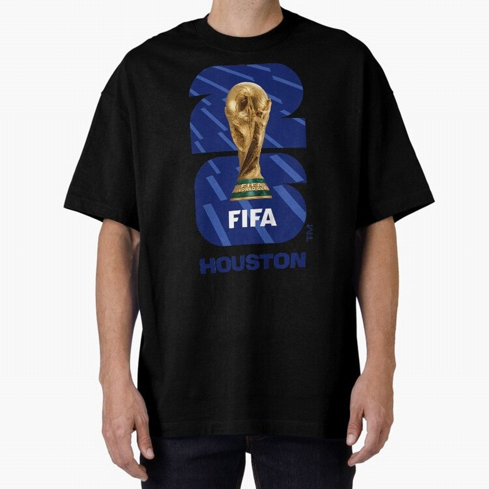 World Cup26 Houston Trophy Oversized T-Shirt Celebrate Fan Favorites in FIFA World Cup 2026 Spirit, Connected to Germany, Messi, CR7 and Mbappe, Supporter Pride, Iconic Celebrations, Legendary Names and Global Match Day Energy; Ideal for Passionate