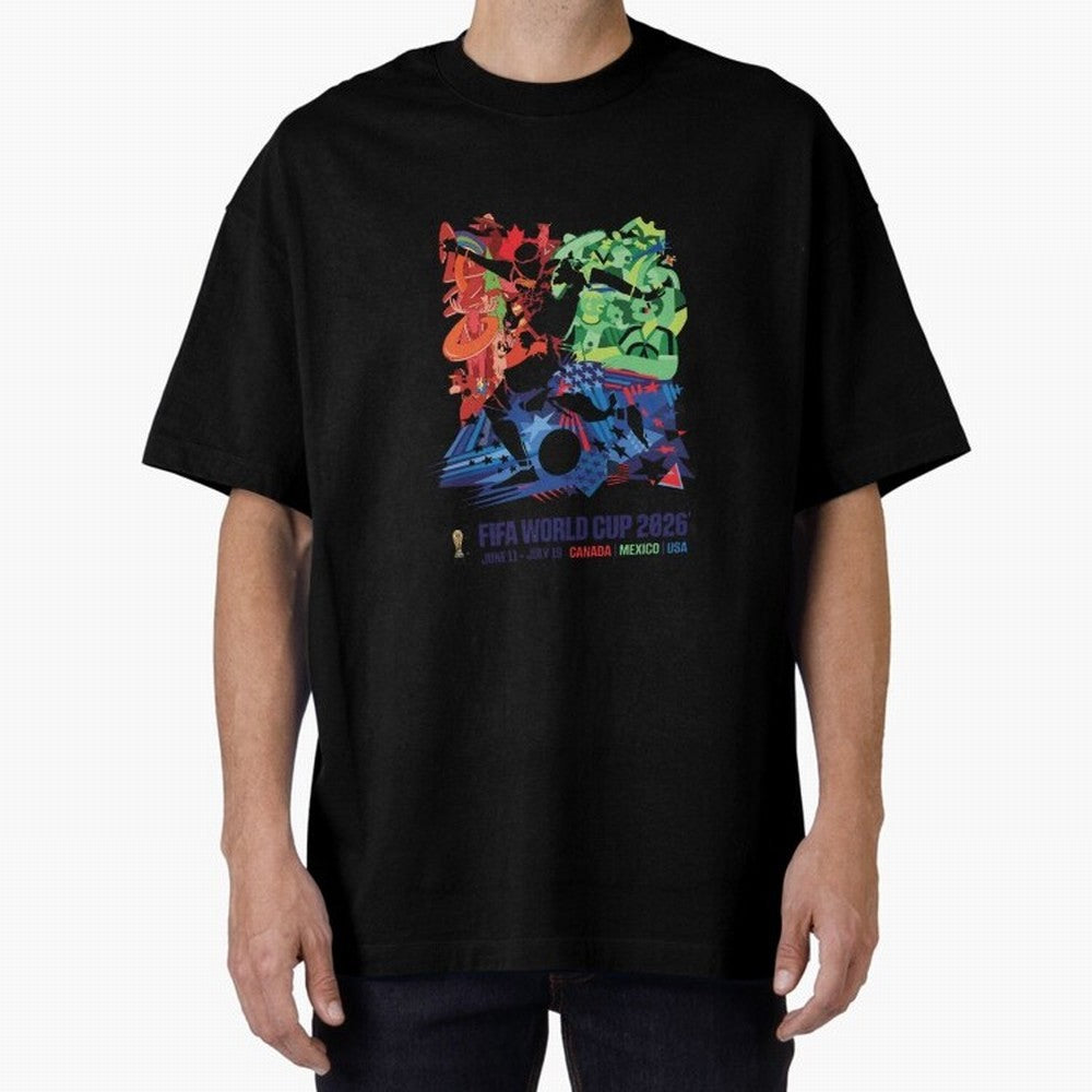 Host Nations Cultural Splash Art Oversized T-Shirt Bring a Vintage Feel to Match Day Hype around FIFA World Cup 2026 USA Canada Mexico, Cristiano Ronaldo, Haaland and CR7, Spain and Netherlands, Classic Soccer Heritage, Championship Pressure, Fan