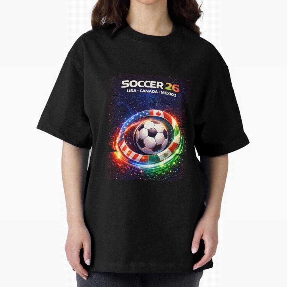 North America Soccer 2026 Soccer 26 Usa Canada Mexico Fan United 2026 Soccer Oversized T-Shirt Show Championship Spirit for Global Football Passion for FIFA World Cup 2026, with Messi, Neymar and Mbappe, Argentina, Retro Football Energy, Iconic