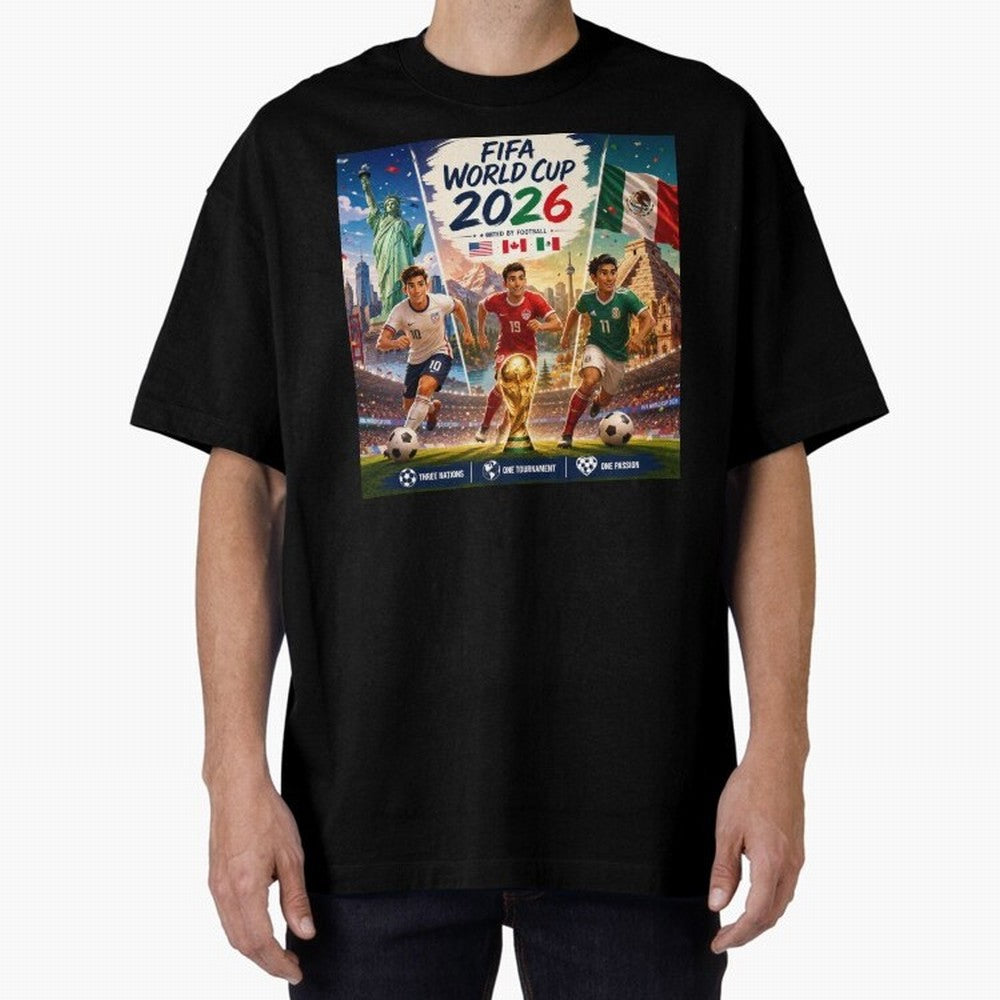 United by Football 2026 #football 2026 Oversized T-Shirt Experience FIFA World Cup 2026 for Fans of Messi, CR7 and Mbappe and England and Germany, Bringing Champion Mindset, Group Stage Buzz, Knockout Tension and Passionate Fan Culture; Perfect for