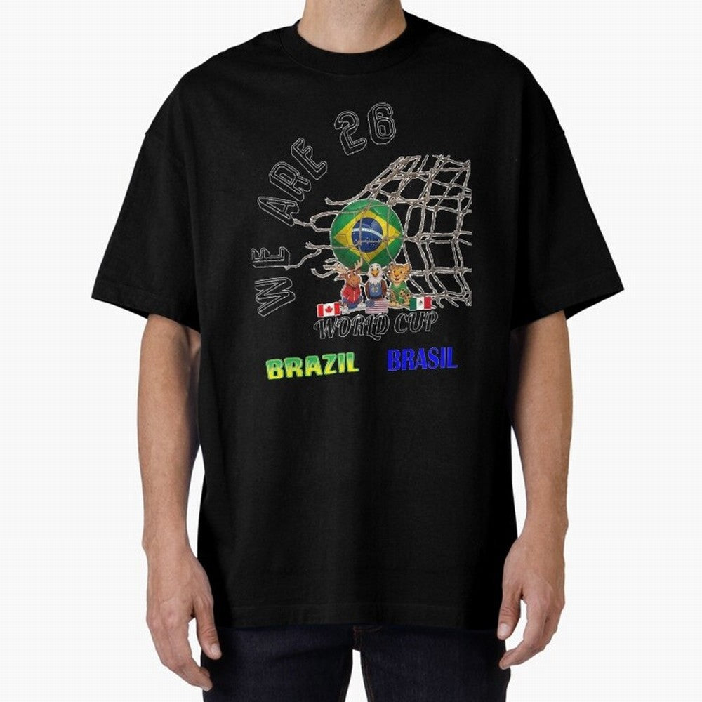 World Cup 26 - Brazil Oversized T-Shirt Bring a Vintage Feel to the FIFA World Cup 2026 Group Stage Journey through Cristiano Ronaldo, Haaland and CR7 Highlights, Brazil, Portugal and Argentina Pride, Tournament Hype, Historic Matchups, Family