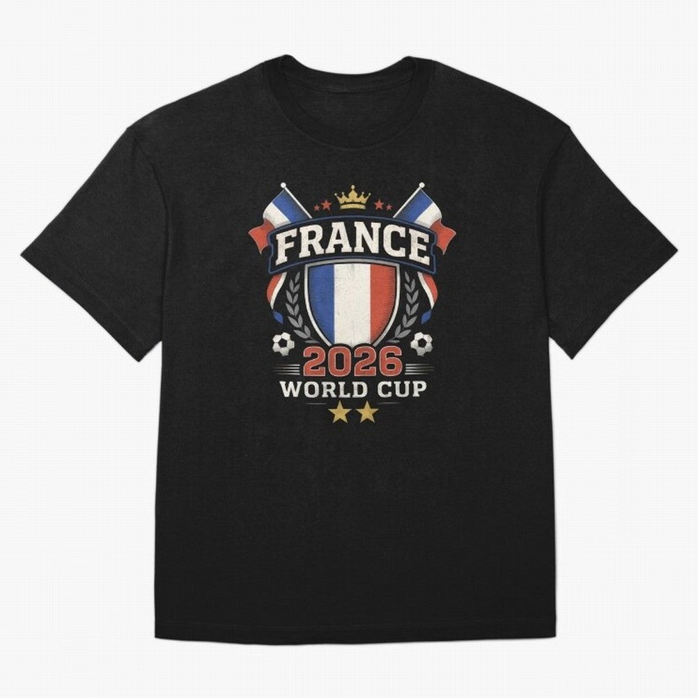 France World Cup 2026 Football Heritage - Les Bleus Crest Oversized T-Shirt Stand with Global Football Passion for FIFA World Cup 2026, Featuring Haaland, Spain and Netherlands, Sports Nostalgia, International Competition, Famous Players and
