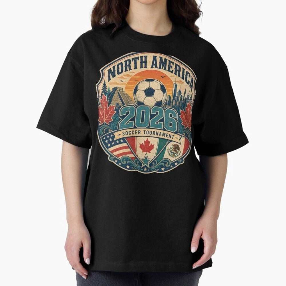 USA Canada Mexico Soccer Cup Oversized T-Shirt Celebrate Football Dreams Across FIFA World Cup 2026 USA Canada Mexico Spirit, Inspired by Spain, Neymar, Sports Nostalgia, International Competition, Famous Players and Unforgettable Victories;