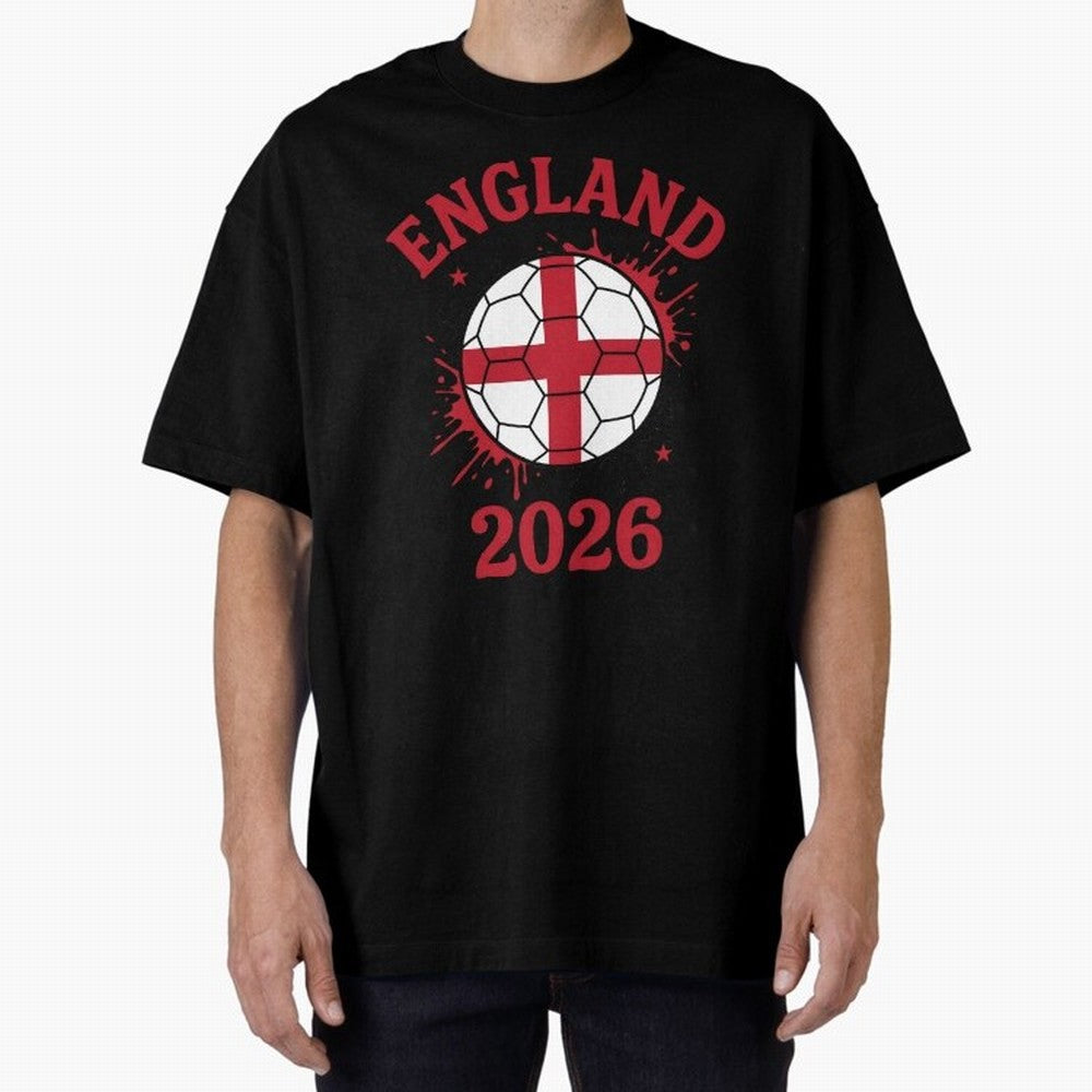 England World Cup 2026 football supporter| St George Cross Football Oversized T-Shirt Keep the Match Day Mood of Global Football Passion for FIFA World Cup 2026, Built around Haaland and Mbappe, England and Germany, Championship Spirit, Famous