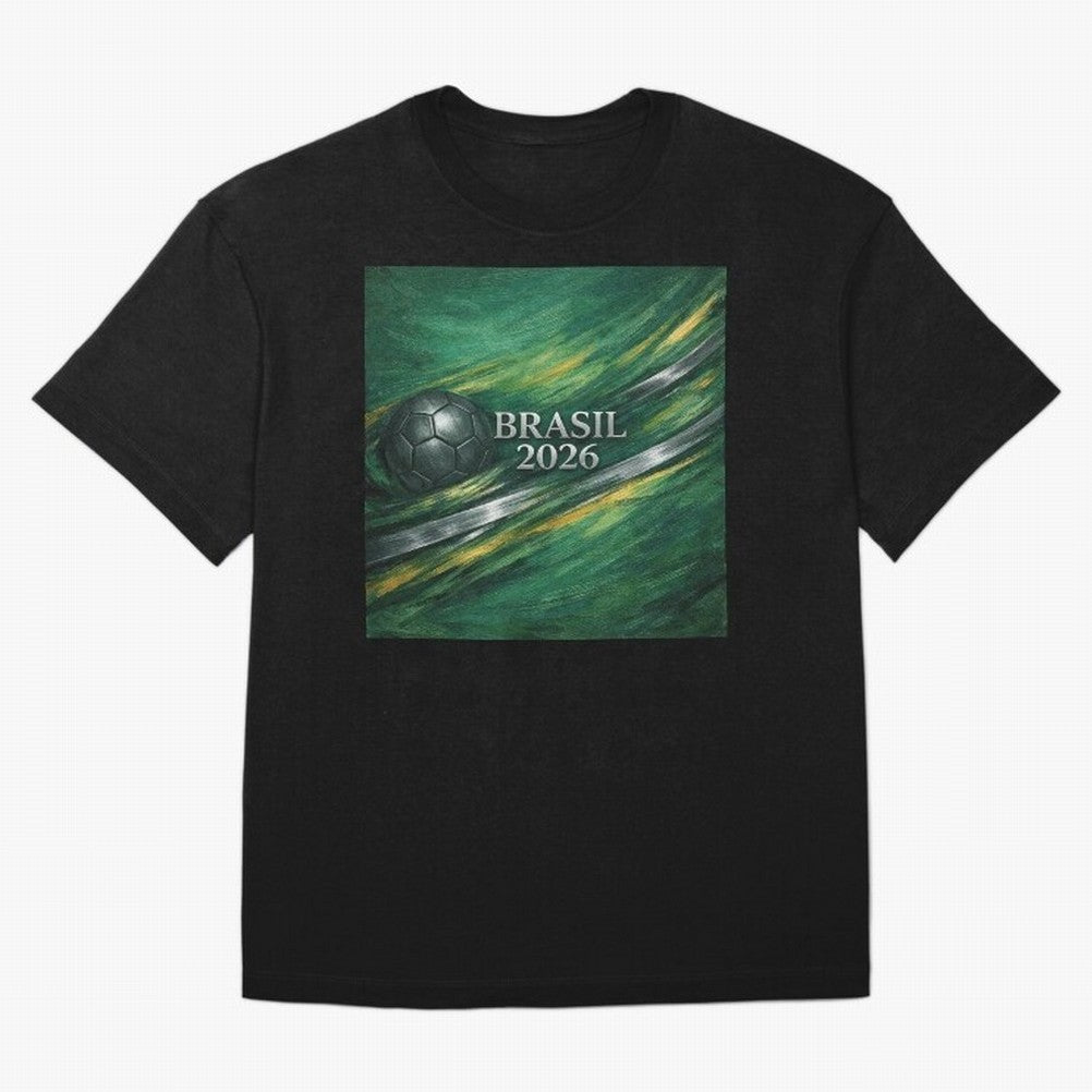 Brazil World Cup 2026 Concept Oversized T-Shirt Bring Retro Soccer Energy to Match Day Hype around FIFA World Cup 2026 Group Stage, Haaland and Mbappe, Argentina, France and Brazil, Championship Spirit, Famous Goals, Roaring Crowds and