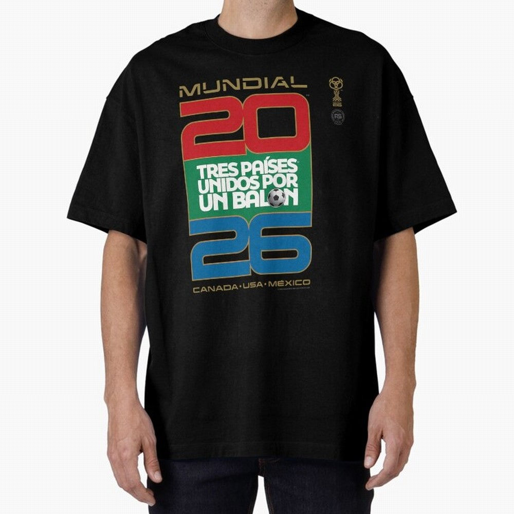 Mundial 26 Three Nations United By A Soccer Ball. Unidos Por Un Baln - World Cup Oversized T-Shirt Make the Season About Global Football Passion for FIFA World Cup 2026 Group Stage, Connected to CR7, England and Germany, Soccer Culture, Superstar