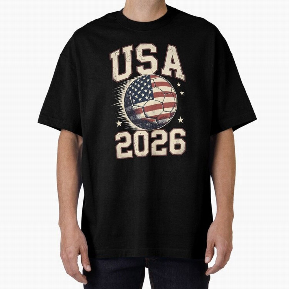 USA 2026 World Cup Soccer Oversized T-Shirt Celebrate Football Heritage in FIFA World Cup 2026 USA Canada Mexico Built around Messi, Netherlands Energy, Champion Mindset, Group Stage Buzz, Knockout Tension and Passionate Fan Culture; Made for