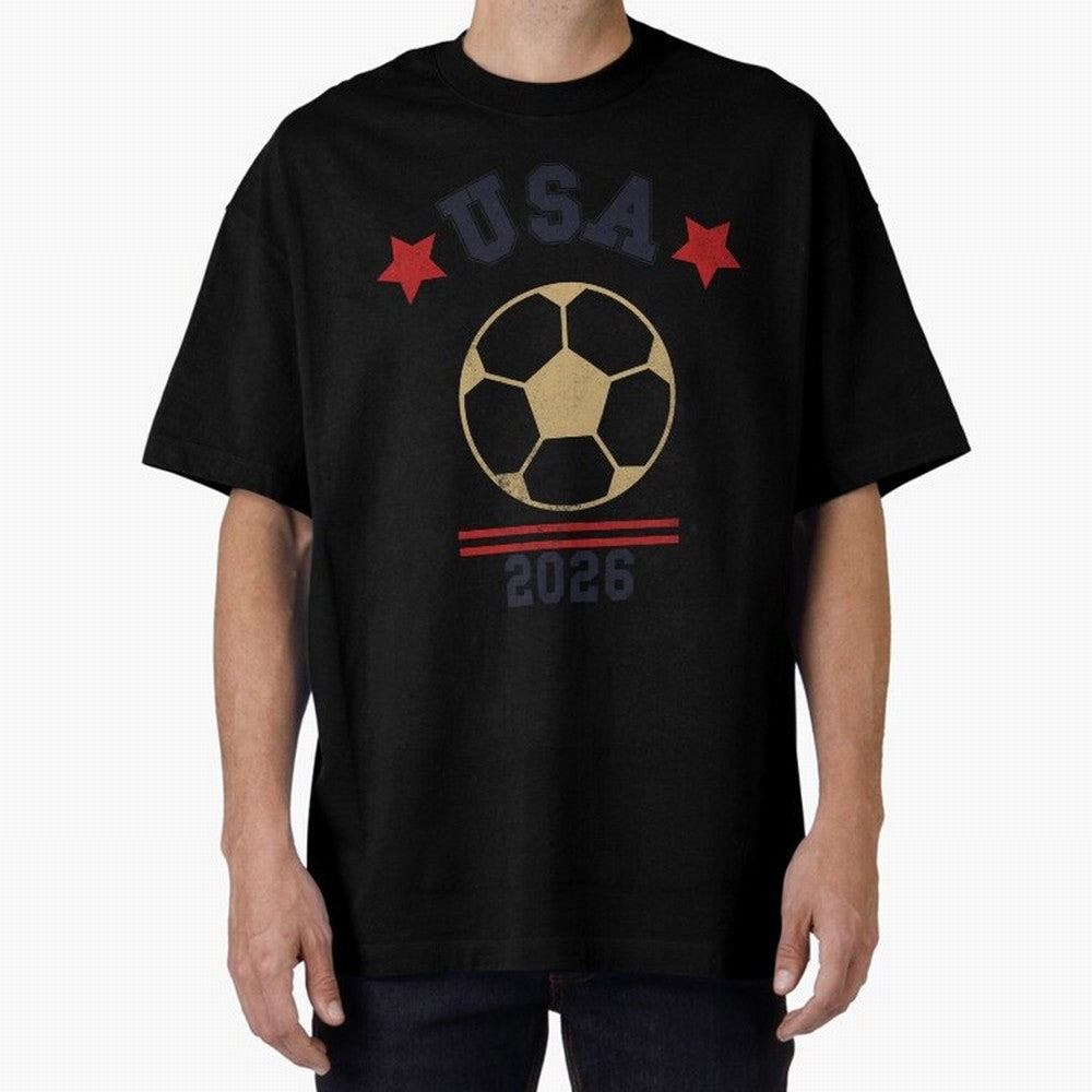 USA Soccer Fan 2026 Jersey Style Design Oversized T-Shirt Feel the Trophy Chase of FIFA World Cup 2026 Spirit, Featuring England, France and Netherlands, Cristiano Ronaldo, Haaland and CR7, Sports Nostalgia, International Competition, Famous