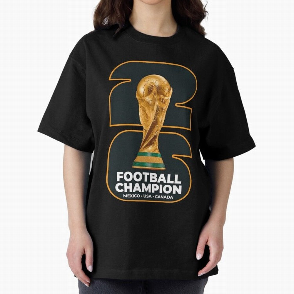 2026 Soccer Tournament Graphic - Football Champion Art Oversized T-Shirt Bring Supporter Culture to Match Day Hype around FIFA World Cup 2026 Group Stage, Cristiano Ronaldo, Brazil, Portugal and Argentina, Fan Favorite Moments, National Team