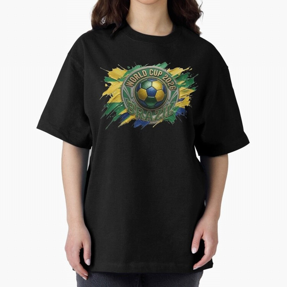World Cup 2026 Brazil Soccer Ball Paint Splash Oversized T-Shirt Bring a Champion Mindset to FIFA World Cup 2026 Group Stage for Fans of Messi, CR7 and Mbappe and England and Germany, Bringing Global Supporter Spirit, Legendary Goals, National