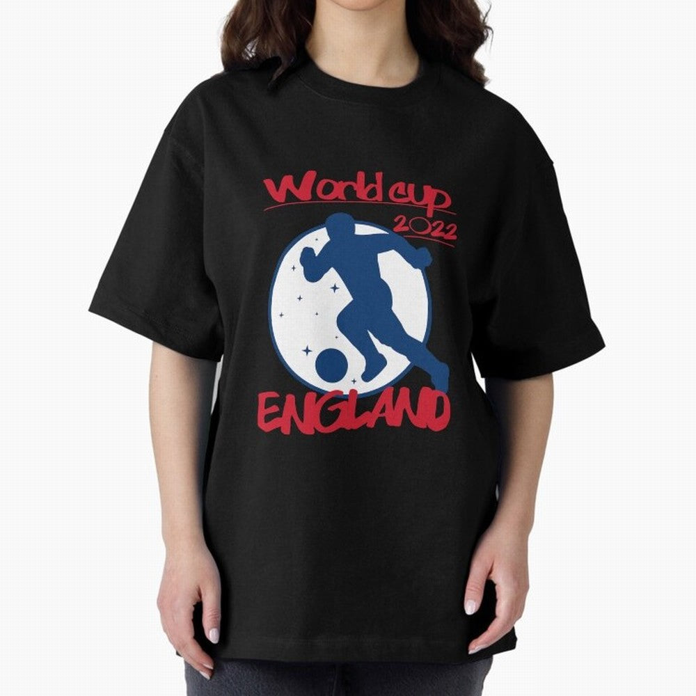England World Cup 2022 Oversized T-Shirt Join Supporters Worldwide for FIFA World Cup 2026 USA Canada Mexico Connected to Cristiano Ronaldo, Spain and Netherlands Energy, Football Festival Excitement, Trophy Ambitions, Country Rivalries and Star