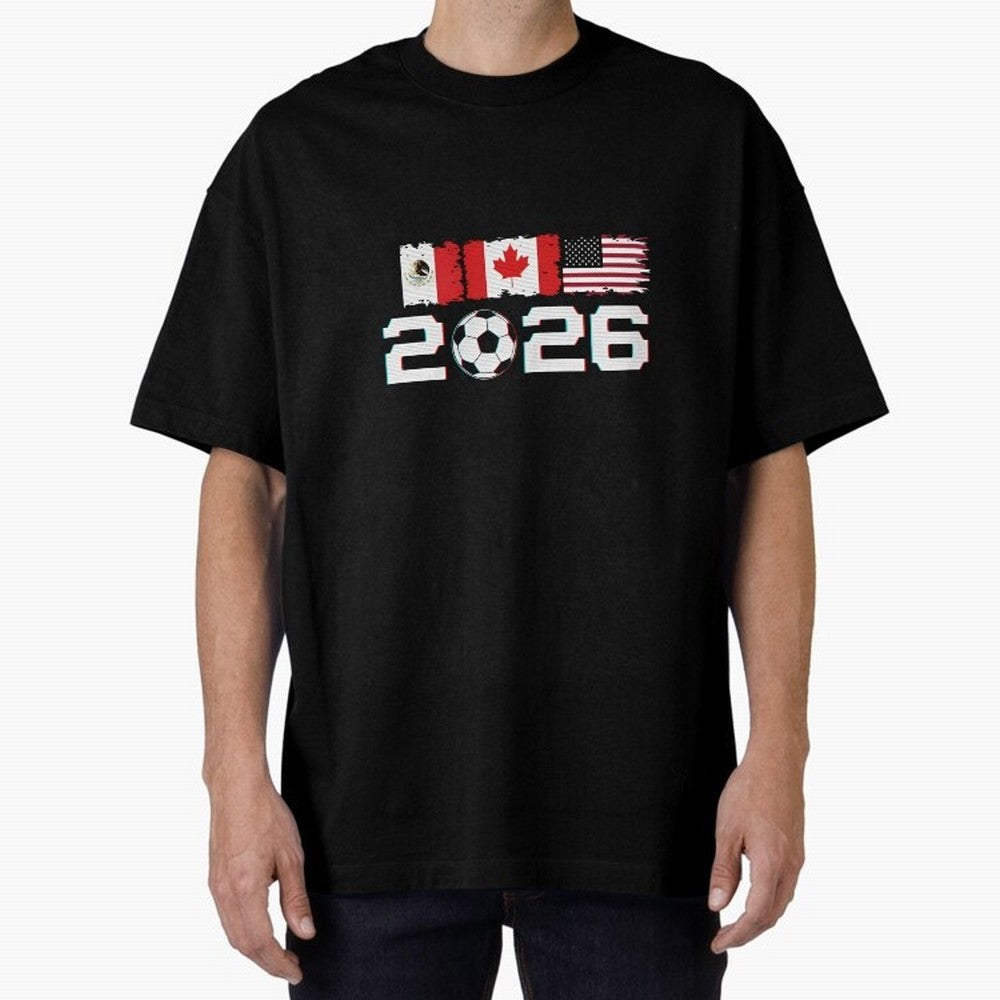 Glitched United 2026 Cup - North America Emblem Part 2 T-Shirt_82924673 Oversized T-Shirt Experience the Global Stage of FIFA World Cup 2026 USA Canada Mexico for Fans of Messi, Neymar and Mbappe and France and Portugal, Bringing Stadium Chants,