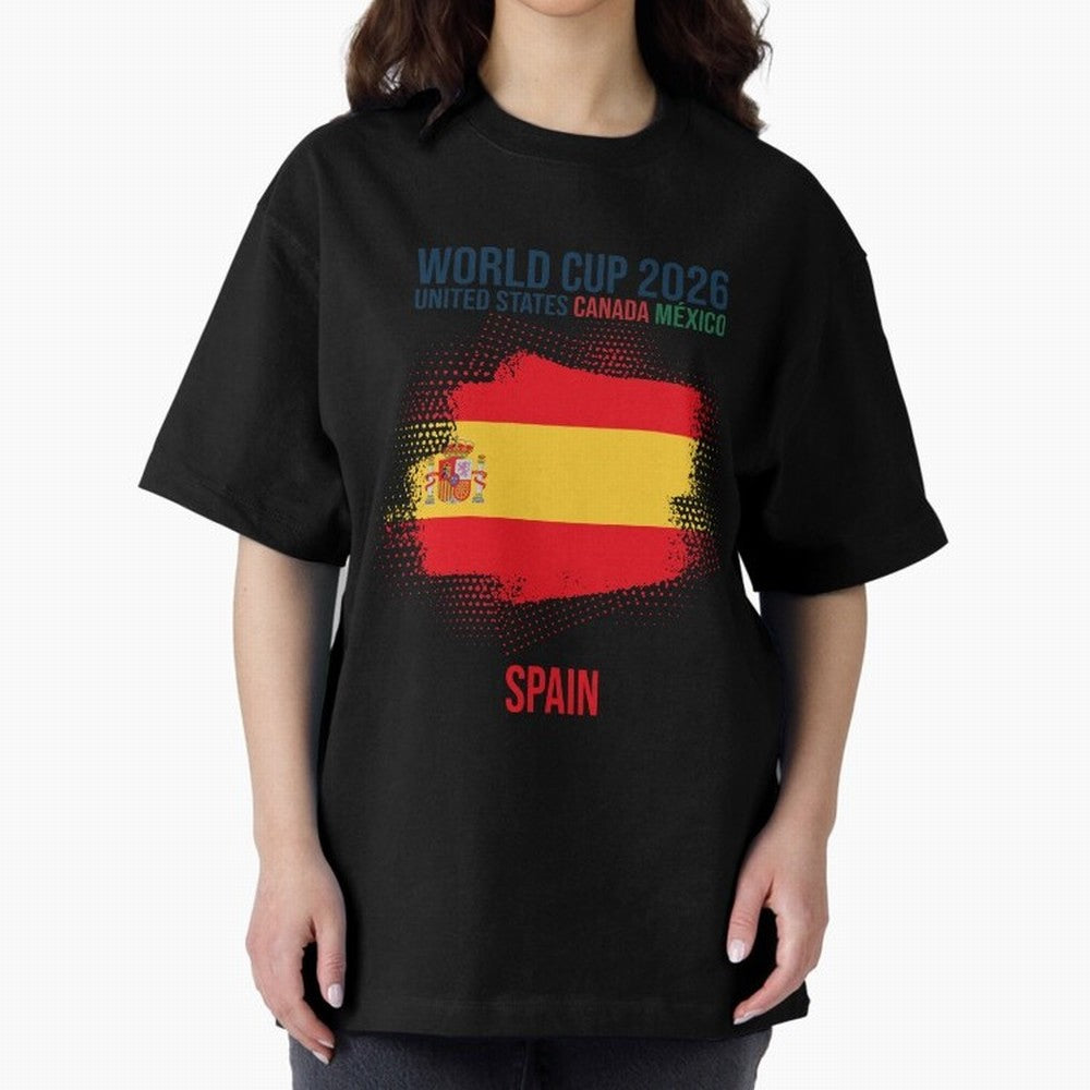 SPAIN WORLD CUP 2026 Oversized T-Shirt Enjoy the Biggest Football Party of FIFA World Cup 2026 USA Canada Mexico Made for Mbappe, Portugal, Spain and Germany Energy, Championship Spirit, Famous Goals, Roaring Crowds and International Football