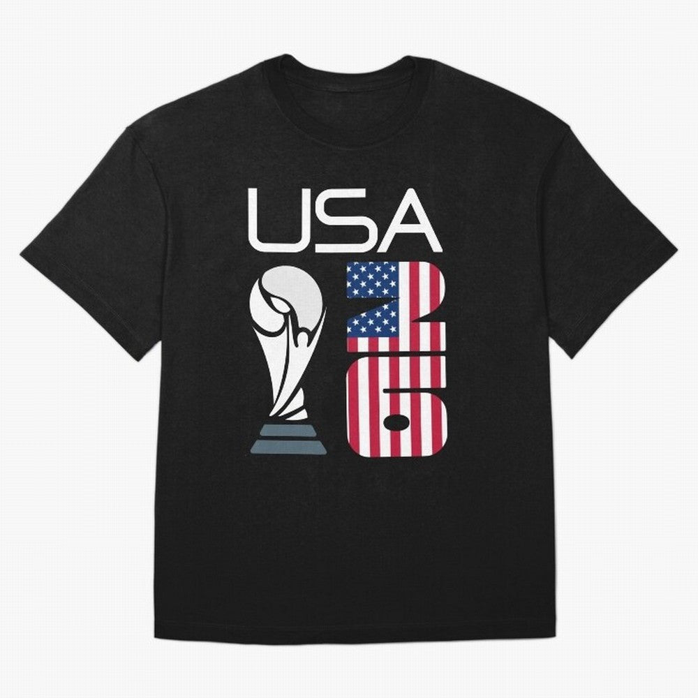 USA 2026 Soccer World Cup Trophy American Flag Design Oversized T-Shirt Upgrade Global Football Passion for FIFA World Cup 2026 USA Canada Mexico, Highlighting Cristiano Ronaldo, Haaland and CR7, Argentina, France and Brazil, Football Festival