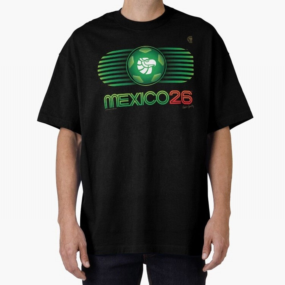 Mexico 26 World Cup Retro Logo. Autographed Oversized T-Shirt Bring Champion Energy into Match Day Hype around FIFA World Cup 2026, Messi, Spain, Vintage Soccer Flavor, Modern Football Stars, National Flags and Final Night Emotion; Ideal for