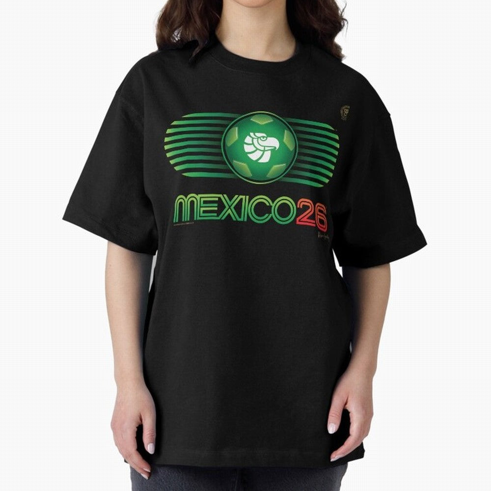Mexico 26 World Cup Retro Logo. Autographed Oversized T-Shirt Bring Champion Energy into Match Day Hype around FIFA World Cup 2026, Messi, Spain, Vintage Soccer Flavor, Modern Football Stars, National Flags and Final Night Emotion; Ideal for