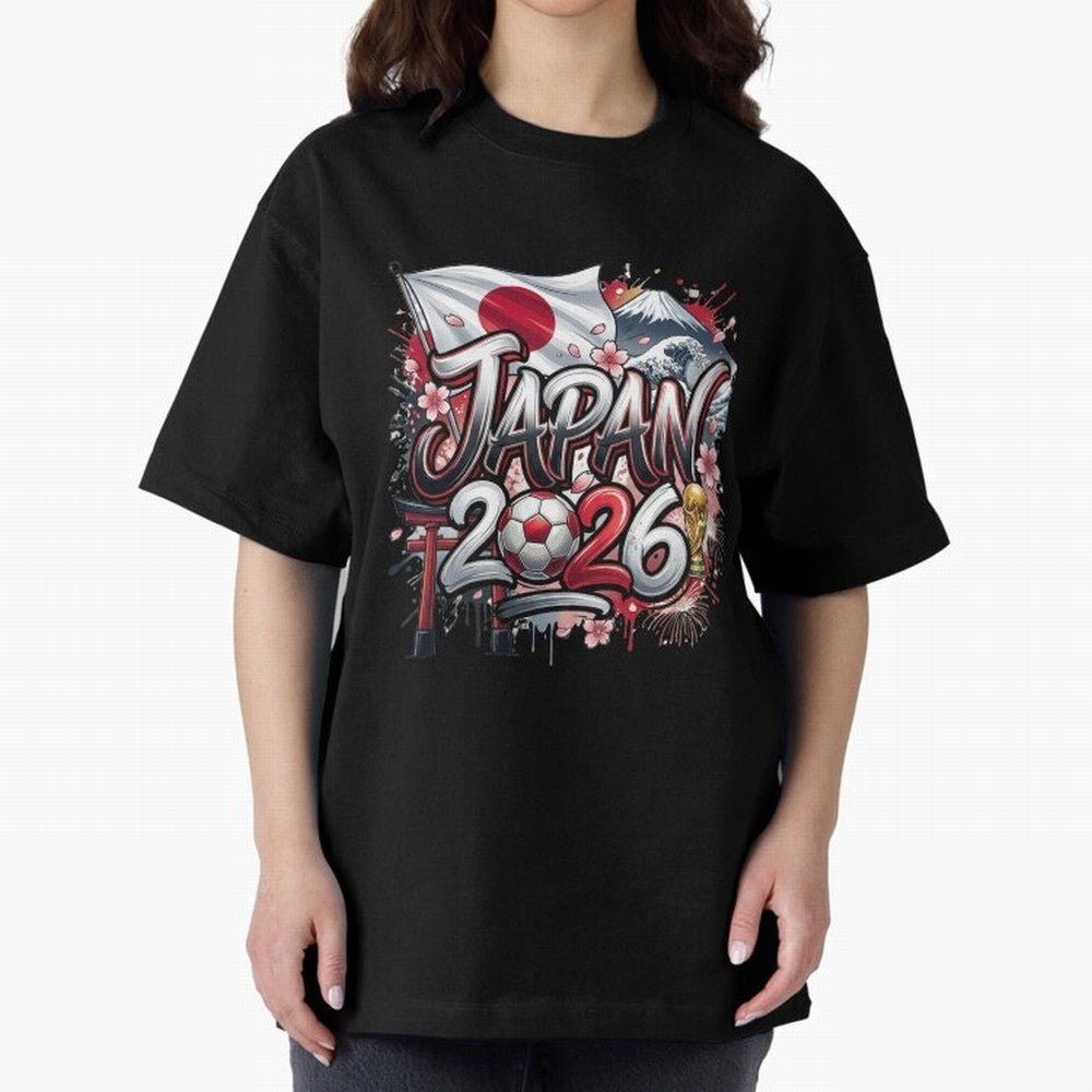 Japan World Cup 2026 Football Legacy Oversized T-Shirt Experience the FIFA World Cup 2026 Group Stage Journey through Messi and Cristiano Ronaldo Highlights, Argentina and Brazil Pride, Soccer Culture, Superstar Moments, National Team Dreams and