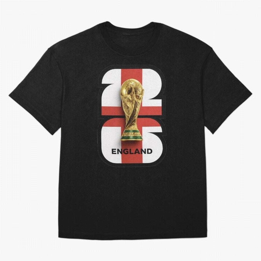 England Football World Cup 2026 - Three Lions Gold Trophy Edition Oversized T-Shirt Support Your Favorite Stars during FIFA World Cup 2026 USA Canada Mexico Highlighting Haaland, England and Germany Energy, Classic Soccer Heritage, Championship