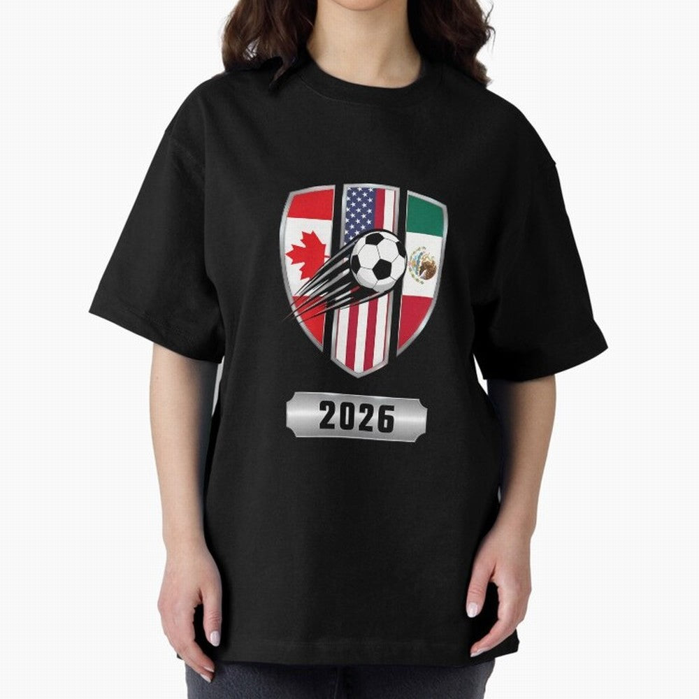 North United America Shield 2026 Cup Oversized T-Shirt Show Match Day Excitement for Global Football Passion for FIFA World Cup 2026, Made for CR7, Argentina, France and Brazil, Match Day Excitement, Supporter Culture, Golden Goals and Global