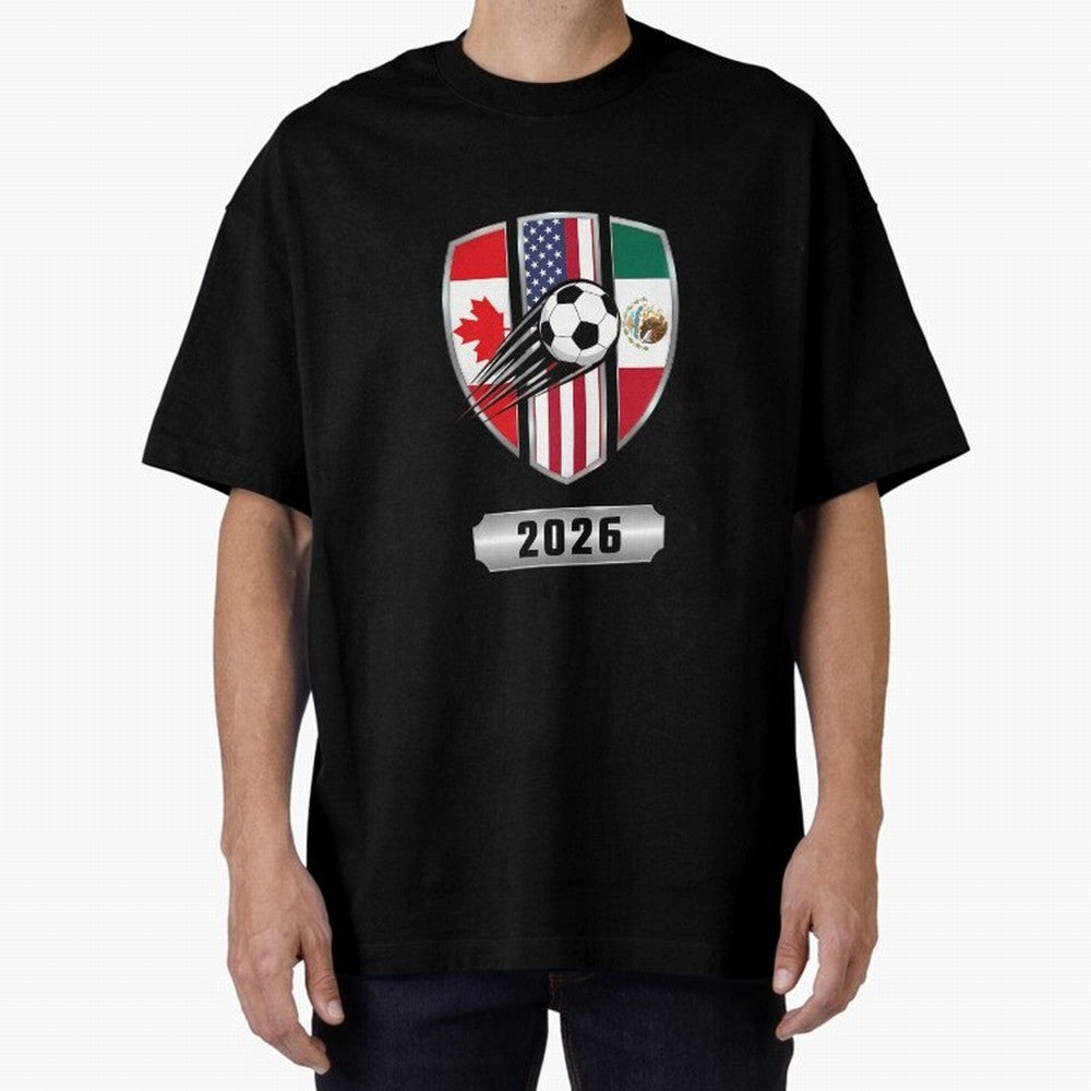 North United America Shield 2026 Cup Oversized T-Shirt Show Match Day Excitement for Global Football Passion for FIFA World Cup 2026, Made for CR7, Argentina, France and Brazil, Match Day Excitement, Supporter Culture, Golden Goals and Global