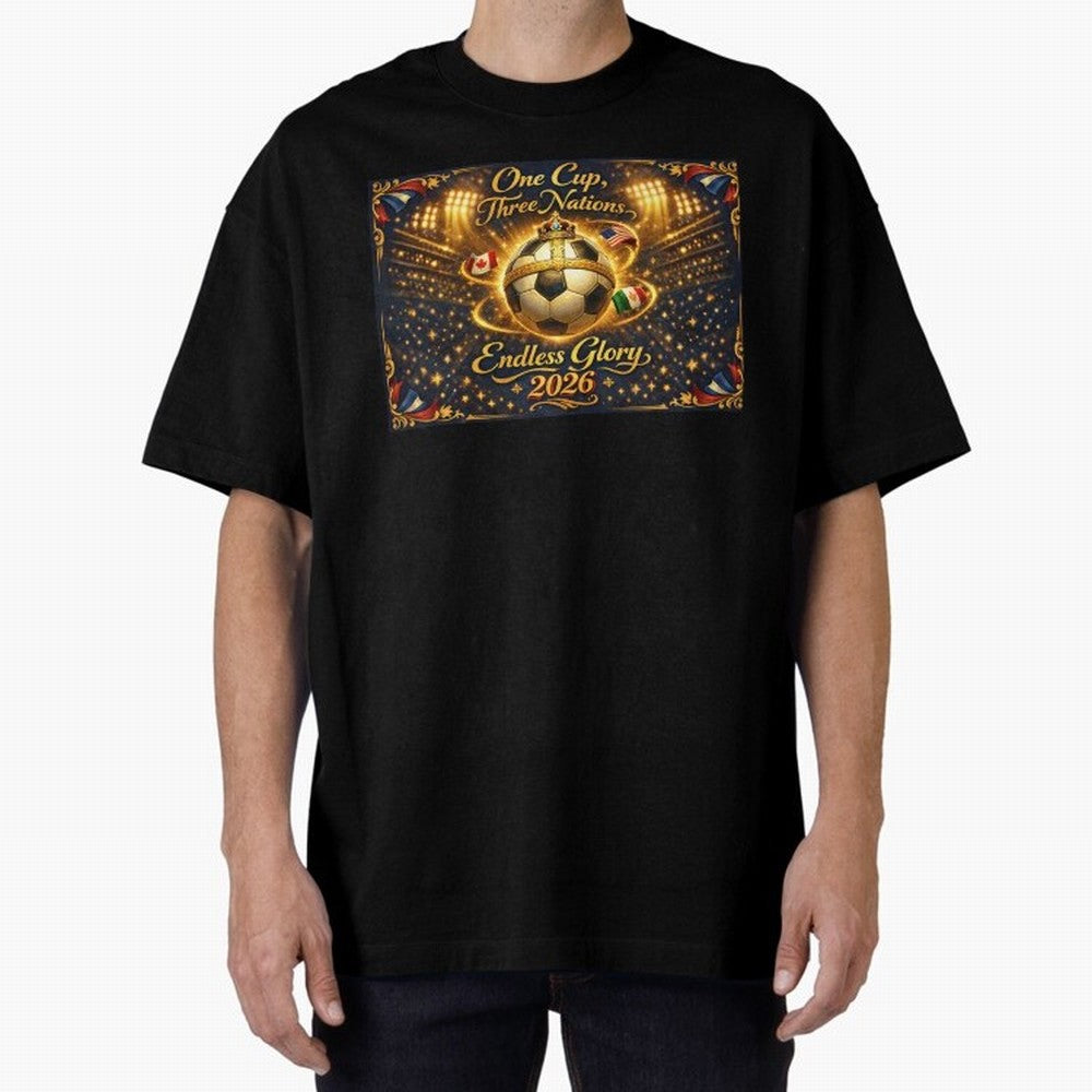 2026 World Cup Celebration inpired by renaissance art Oversized T-Shirt Carry the Dream of Global Football Passion for FIFA World Cup 2026, Built around Messi, CR7 and Mbappe, Brazil, Championship Spirit, Famous Goals, Roaring Crowds and