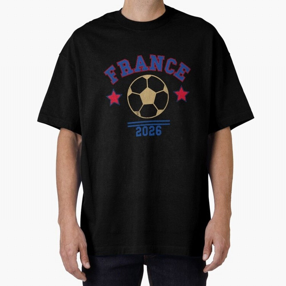 France 2026 ¡ª Vintage Soccer Tee Oversized T-Shirt Bring Bold Fan Energy to Global Football Passion for FIFA World Cup 2026 Group Stage, Highlighting Haaland and Mbappe, Spain and Netherlands, Football Passion, Legendary Performances, Festival
