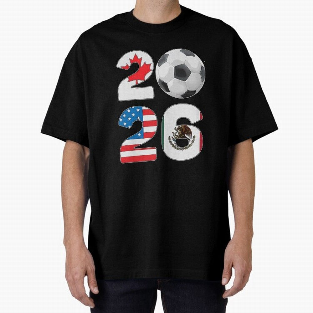 2026 North America Football Massive Event Soccer Ball Oversized T-Shirt Show Support during FIFA World Cup 2026 Centered on Cristiano Ronaldo, France Energy, Championship Spirit, Famous Goals, Roaring Crowds and International Football Unity; Ideal