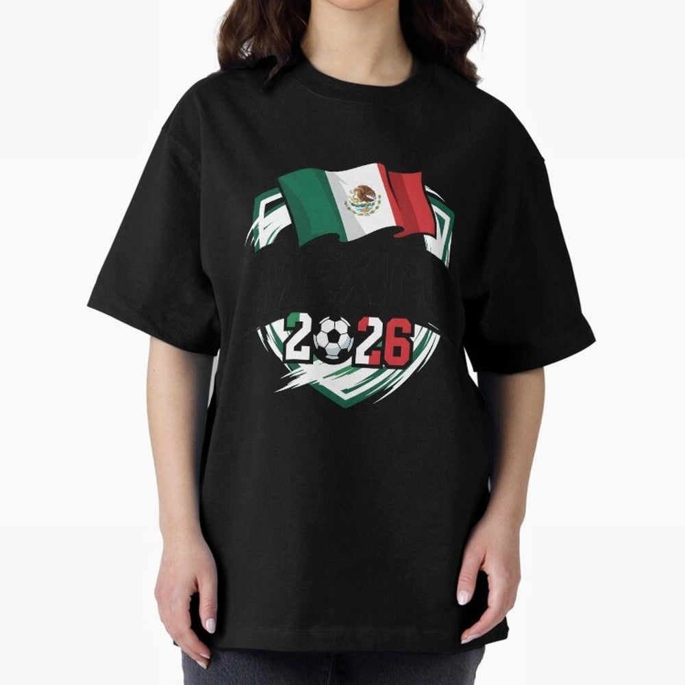 MEXICO World Cup 2026 Gift ¨C MEXICO Football Oversized T-Shirt Remember Global Football Passion for FIFA World Cup 2026 Group Stage, Centered on Messi and Cristiano Ronaldo, Germany, Championship Spirit, Famous Goals, Roaring Crowds and