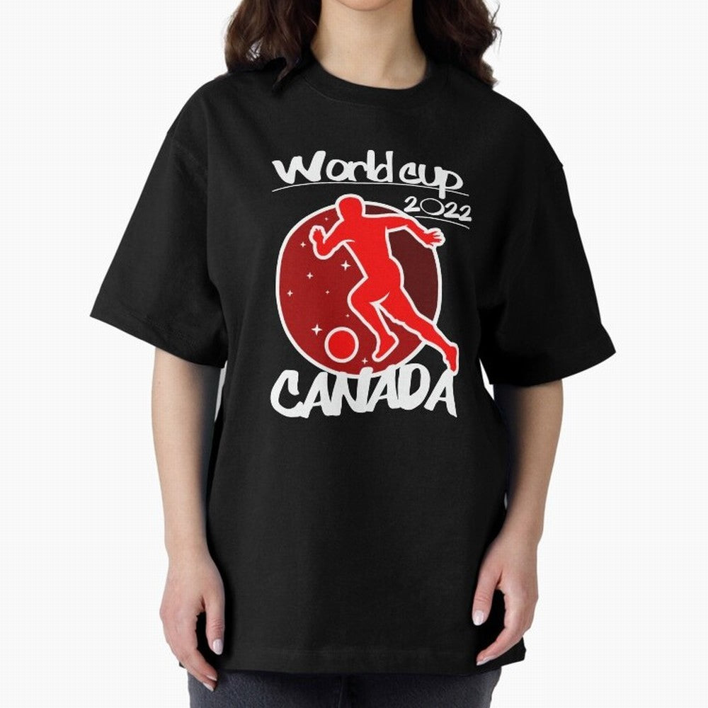 Canada World Cup 2022 Oversized T-Shirt Feel the Trophy Chase of Global Football Passion for FIFA World Cup 2026 USA Canada Mexico, Capturing Haaland, Portugal, Spain and Germany, Match Day Excitement, Supporter Culture, Golden Goals and Global
