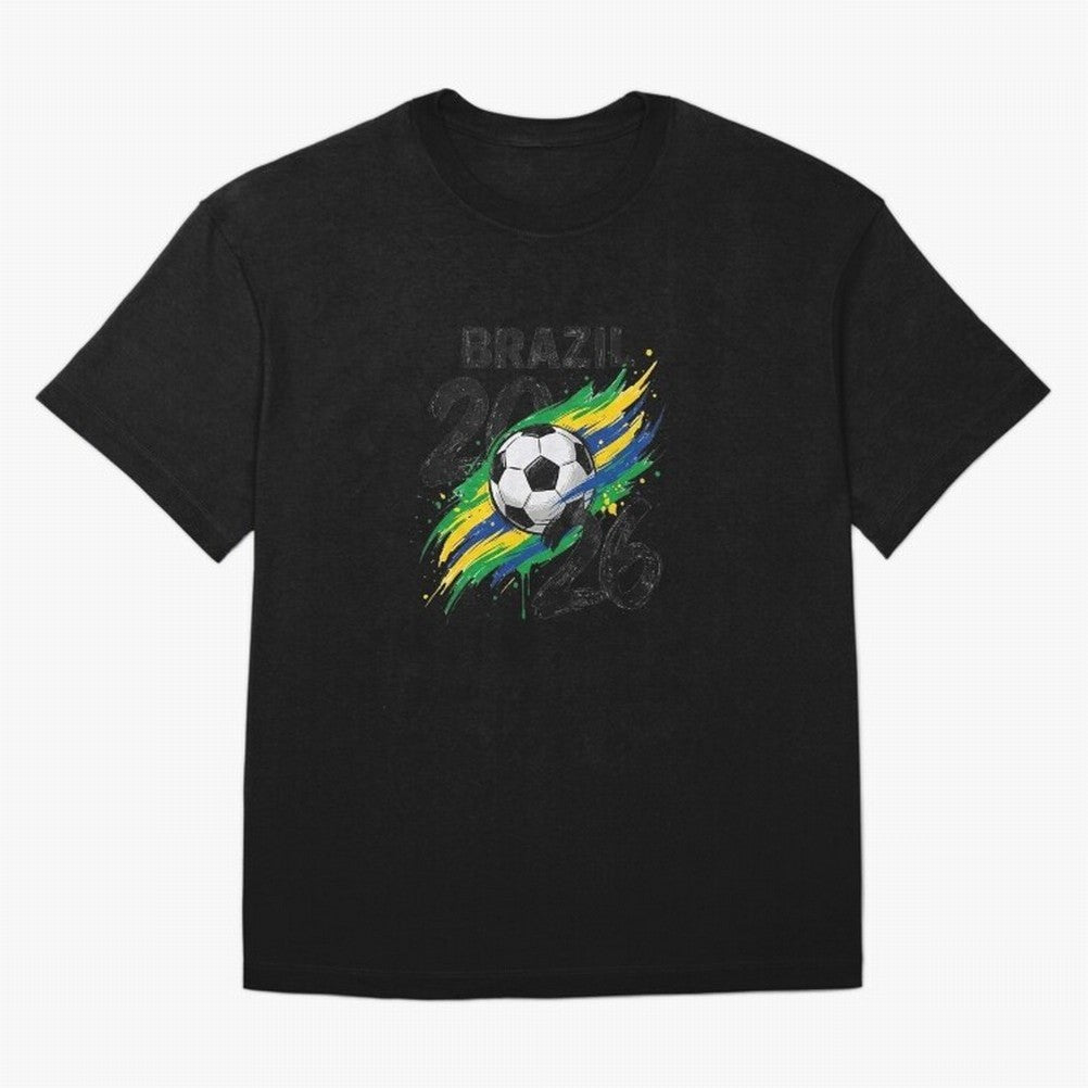 Brazil Soccer 2026 Fan Shirt ¨C Brazil Football Supporter Oversized T-Shirt Turn Every Weekend Toward FIFA World Cup 2026 for Fans of Mbappe and Brazil, Bringing Sports Nostalgia, International Competition, Famous Players and Unforgettable