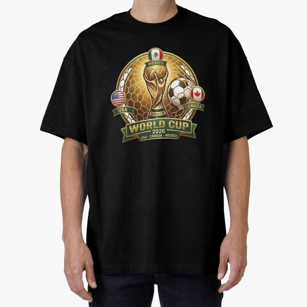Chasing the Cup 2026 Oversized T-Shirt Bring Stadium Energy to the FIFA World Cup 2026 Group Stage Journey through Mbappe Highlights, Argentina and Brazil Pride, Vintage Soccer Flavor, Modern Football Stars, National Flags and Final Night Emotion;
