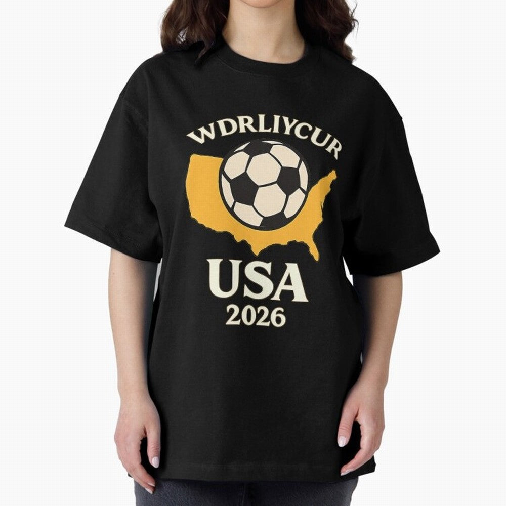World Cup 2026 USA Soccer Fan T-Shirt Oversized T-Shirt Celebrate the Road through FIFA World Cup 2026 Group Stage Spirit, Centered on England and Germany, CR7 and Messi, Vintage Soccer Flavor, Modern Football Stars, National Flags and Final Night