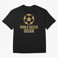Retro World Soccer 2026 Design Oversized T-Shirt Support FIFA World Cup 2026 USA Canada Mexico for Fans of Cristiano Ronaldo and Argentina, France and Brazil, Bringing Global Supporter Spirit, Legendary Goals, National Colors and Tournament