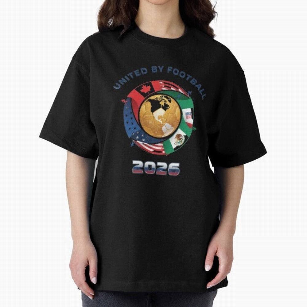 United By Football 2026 Logo Oversized T-Shirt Celebrate Soccer Greatness during FIFA World Cup 2026 Group Stage Spirit, Built around Netherlands, Haaland, Classic Soccer Heritage, Championship Pressure, Fan Loyalty and International Pride; Made