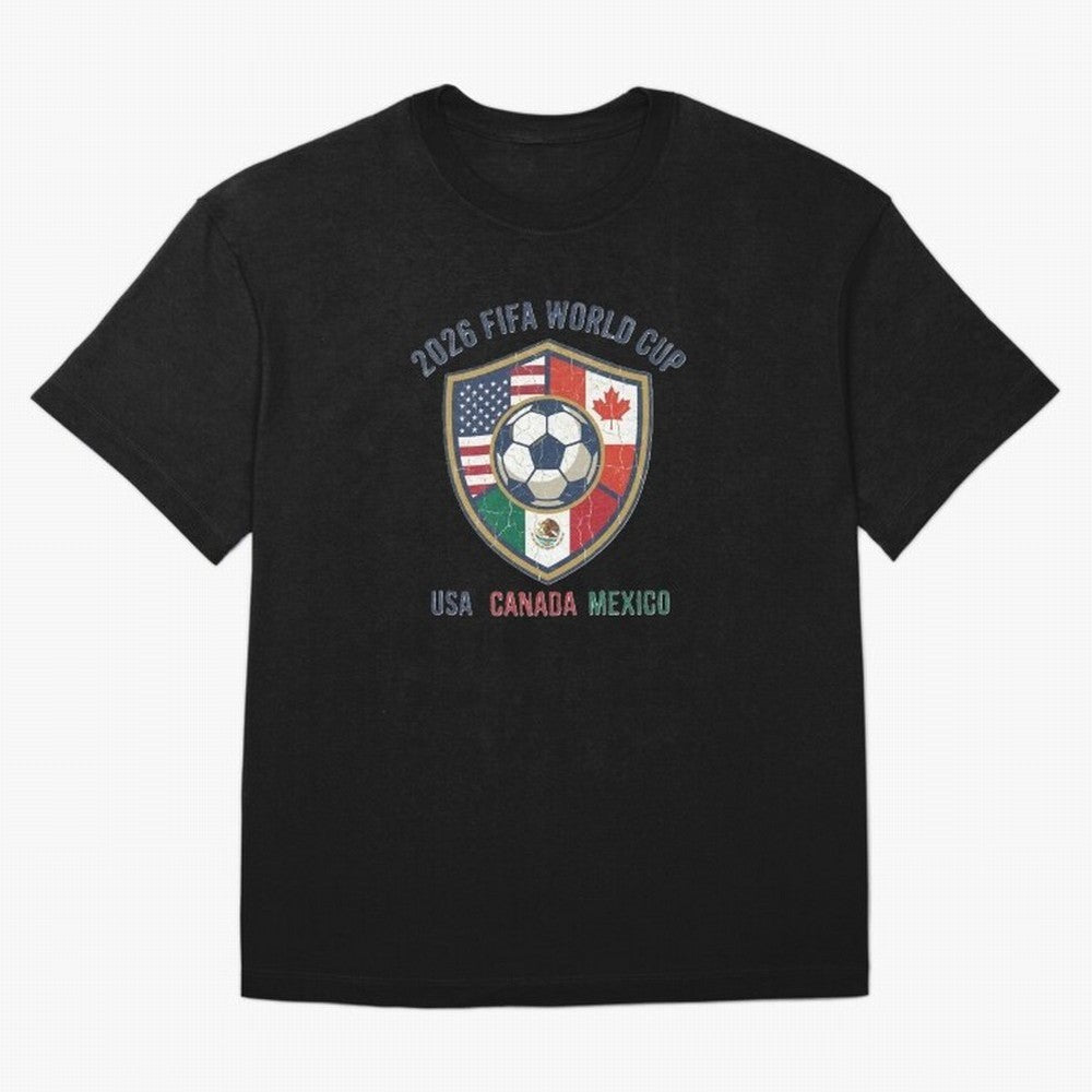 North America United Soccer 2026 Vintage Crest Oversized T-Shirt Bring Legendary Rivalry Energy to Global Football Passion for FIFA World Cup 2026 USA Canada Mexico, with Messi, Neymar and Mbappe, England, France and Netherlands, Stadium Memories,