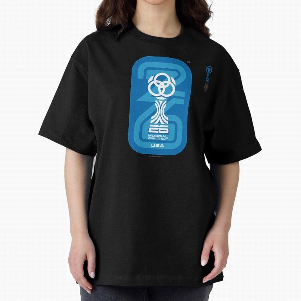 Mundial 26 USA Fan Trophy ¨C Retro Soccer World Cup Inspired Graphic ¨C Modern Football Art Design Oversized T-Shirt Celebrate Fan Culture around Match Day Hype around FIFA World Cup 2026 USA Canada Mexico, Cristiano Ronaldo, England, France and
