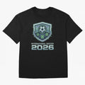 International Soccer 2026 Retro Pixel Glitch Crest Oversized T-Shirt Celebrate Match Day Hype around FIFA World Cup 2026 Group Stage, Mbappe and Neymar, Portugal, Stadium Chants, National Pride, Trophy Dreams and Unforgettable Football Memories;