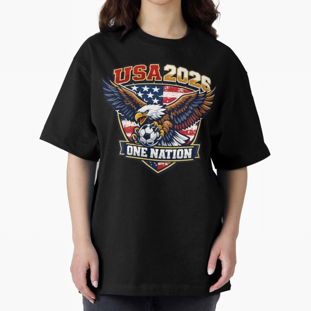 USA Canada Mexico Soccer Cup Oversized T-Shirt Represent the Passion of FIFA World Cup 2026 Group Stage for Fans of Cristiano Ronaldo, Haaland and CR7 and Argentina, Bringing Stadium Chants, National Pride, Trophy Dreams and Unforgettable Football